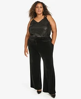 Calvin Klein Plus High Rise Wide Leg Velvet Pants