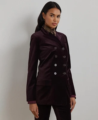 Lauren Ralph Women's Double-Breasted Velvet Blazer