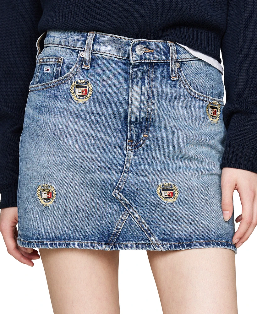 Tommy Jeans Women's Izzie Embroidered Crest Denim Miniskirt