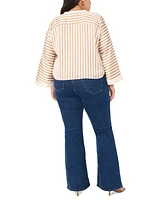 Vince Camuto Women's Plus Tie-Hem Striped Wide-Sleeve Blouse