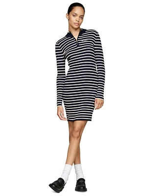 Tommy Jeans Women's Metallic Tipped Quarter-Zip Sweater Dress