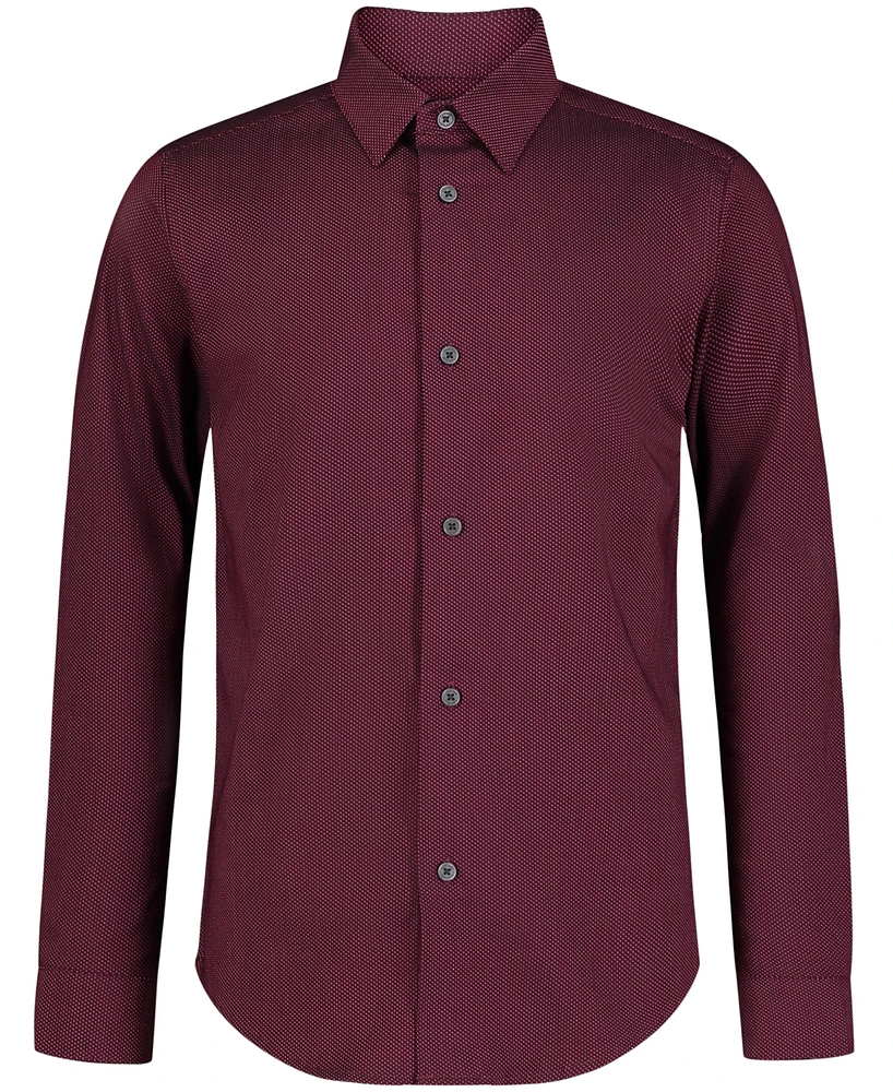 Calvin Klein Big Boys Long Sleeve Pindot Textured Shirt