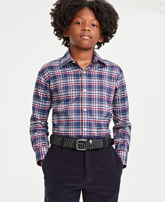 Michael Kors Big Boys Plaid Button Up Dress Shirt