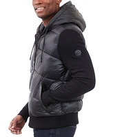 Michael Kors Men's Mixed-Media Hooded Zip Sweater Jacket