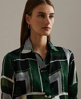 Lauren Ralph Petite Classic-Fit Geo-Print Charmeuse Shirt