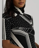 Lauren Ralph Petite Geo-Print Stretch Jersey Turtleneck