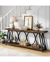 Tribesigns 70.9 inch Extra Long Console Table, Industrial Sofa Table Behind Couch with 2 Tier Storage Shelf, Narrow Entryway Hallway Accent for