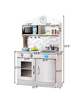 Gymax Kids Wooden Pretend Cooking Playset Cookware Play Set Kitchen Toys Gift