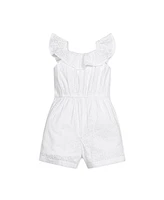 Hope & Henry Girls' Ruffle Collar Button Front Eyelet Romper, Toddler