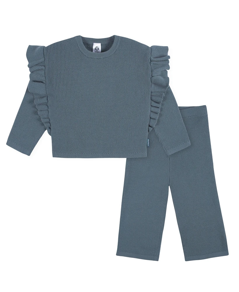 Gerber Toddler Girls Ruffled Sweater and Pant Knit Set