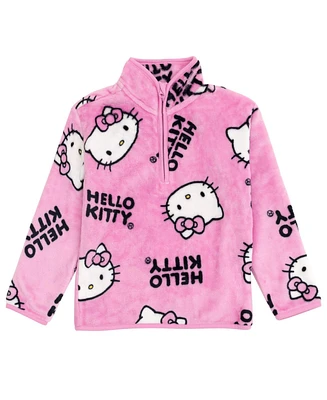 Hello Kitty Girls Half Zip Woobie Sweatshirt to (2T - 14-16)