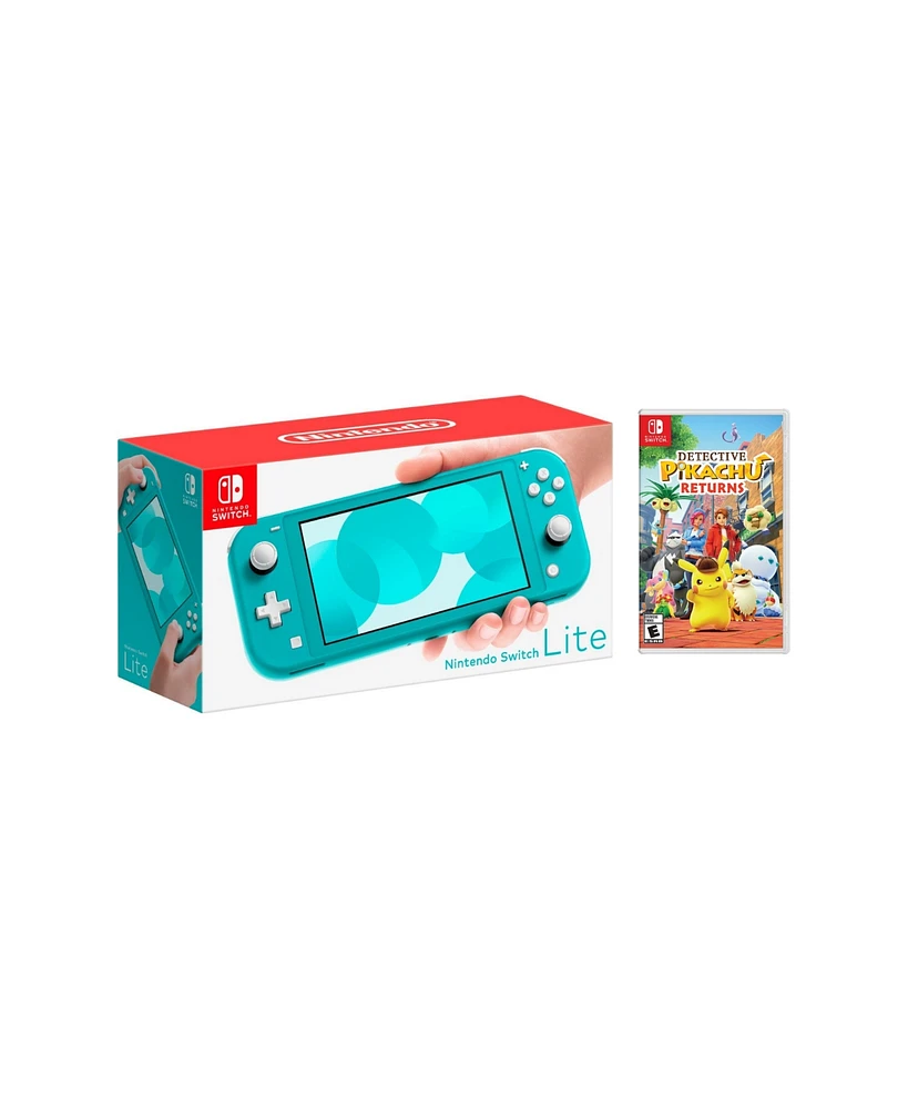 Nintendo Switch Lite Turquoise Bundle With Detective Pikachu Returns Game