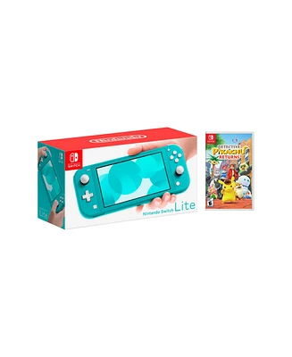 Nintendo Switch Lite Turquoise Bundle With Detective Pikachu Returns Game