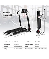 2.25 Hp Electric Motorized Folding Running Treadmill Machine with Led Display-White