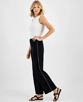 Jm Collection Women's Side-Seam-Embellished Wide-Leg Pants, Created for Macy's