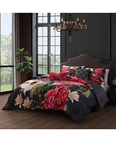 Bebejan Flower Garland Bedding 100% Cotton 5 Piece King Size Reversible Comforter Set