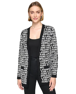 Karl Lagerfeld Paris Women's Logo Cardigan Sweater