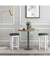 Bar Stools Set of 2 Counter Height with Round Seat & Footrest for Kitchen