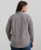 Lauren Ralph Lauren Plus Size Relaxed-Fit Striped Broadcloth Shirt