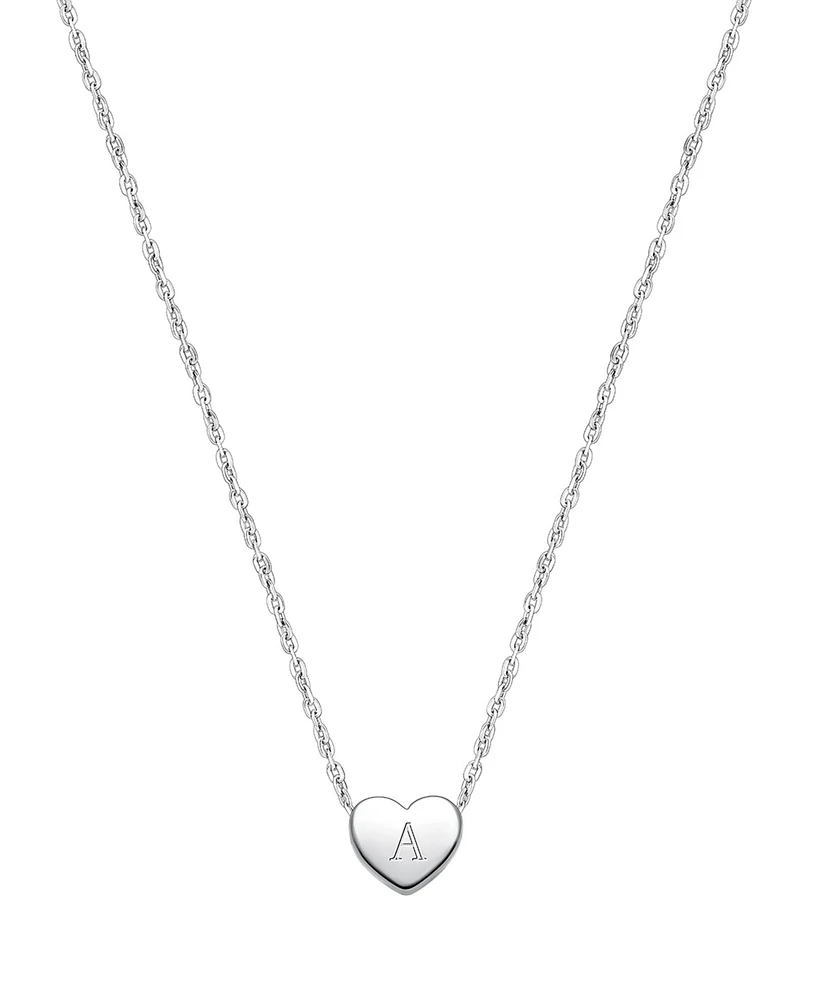 Tiny Blessings Girls Children's Sterling Silver Mini Sliding Heart & Engraved Initial 12-14" Necklace