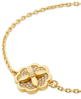 Kate Spade New York Gold-Tone Pave Flower Charm Link Bracelet