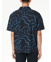 Frank And Oak Men's Boxy-Fit Abstract-Print Button-Down Camp Shirt