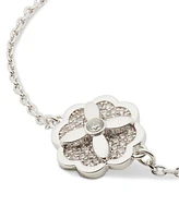 Kate Spade New York Silver-Tone Pave Flower Charm Link Bracelet