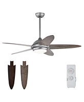 Skonyon 52 Inch Ceiling Fan with Lights and 3 Lighting Colors-Silver Gray