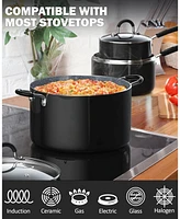Cook N Home 2-Quart Professional Granite Heavy Gauge Aluminum Nonstick Saucepan with Lid, with Stay-Cool Silicone Handle