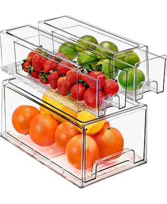 Sorbus 3 Piece (2 Small and 1 Large) Clear Stackable Pull-Out Drawers - Organization and Storage Containers for Kitchen, Pantry, Bathroom and More