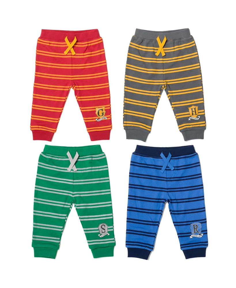 Harry Potter Baby Boys Hufflepuff Slytherin Ravenclaw 4 Pack Jogger Pants Newborn to