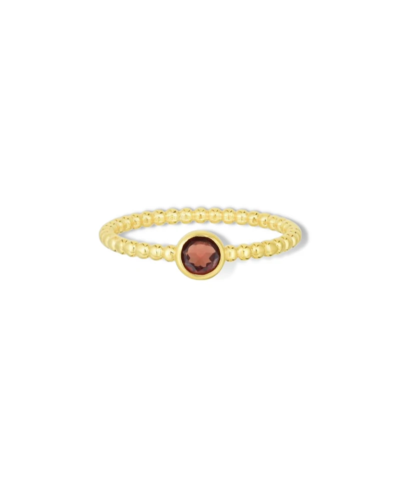 The Lovery Gold Beaded Garnet Ring 14K Gold