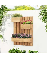 Costway Wall Mounted Garden Planter with 3 Planter Boxes Drainage Holes Non-woven Liners