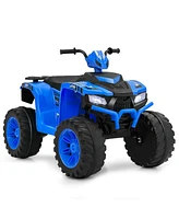 Costway 24V Kids Ride-On Electric Atv 4-Wheeler Quad Car with Wireless Connection