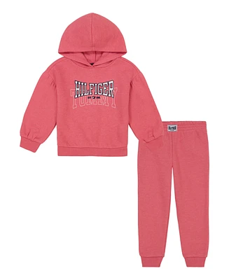 Tommy Hilfiger Little Girl Puff Sleeve Hoodie and Joggers, 2 Piece Set