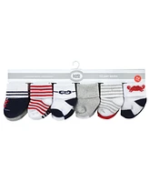 Luvable Friends Baby Boys Grow with Me Cotton Terry Socks, Nautical, 0-6 and 6-12 Months