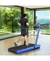 Skonyon 4.75HP 2 In 1 Folding Treadmill with Remote App Control-Navy