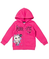 Dreamworks Gabby's Dollhouse Toddler Girls Gabbys Pandy Paws Zip Up Fleece Hoodie Graphic T