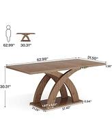 Tribesigns Dining Table for 4-6 People, 63" L x 31.5" W Modern Rectangular Kitchen Table with Thick Wooden Pedestal Base, Wood Dinner Table Kitchen &