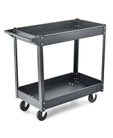 Costway 2-Tier Utility Cart Metal Service Rolling Tool Storage Organizer with Handle