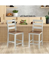 Sugift Set of 2 Counter Bar Stool with Inclined Backrest and Footrest