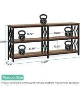 Tribesigns 70.9" Long Console Table with Storage Shelves, Industrial 3-Tier Sofa Table for Living Room, Foyer Table Entryway Table for Hallway, Front