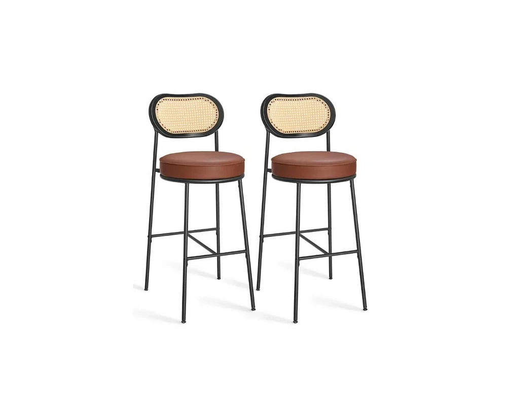 Slickblue Bar Height Bar Stool with Pe Rattan Back Set of 2