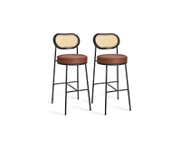 Slickblue Bar Height Bar Stool with Pe Rattan Back Set of 2