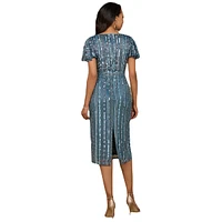 Lara Women's Beaded Midi Dress with Cap Sleeves