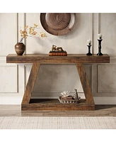 Tribesigns Farmhouse Console Table, 55-Inch Rustic Sofa Table with Storage, Industrial Wooden Entryway Table for Hallway, Living Room