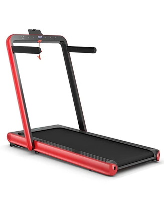 Skonyon 4.75HP 2 In 1 Folding Treadmill with Remote App Control-Red