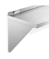 Kutler 18" x 36" Stainless Steel Shelf, Nsf Commercial Wall Mount Shelving w/ Backsplash, Floating Metal Mounted Shelves for Restaurant, Kitchen, Home