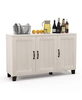 Costway 3-Door Buffet Sideboard Storage Credenza Cabinet Console Adjustable Shelf