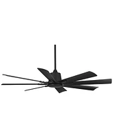 Casa Vieja 54" Inspirit Modern Indoor Outdoor Ceiling Fan 8 Blade Led Light Remote Control Matte Black Finish Blades Bedroom Patio Living Room Kitchen